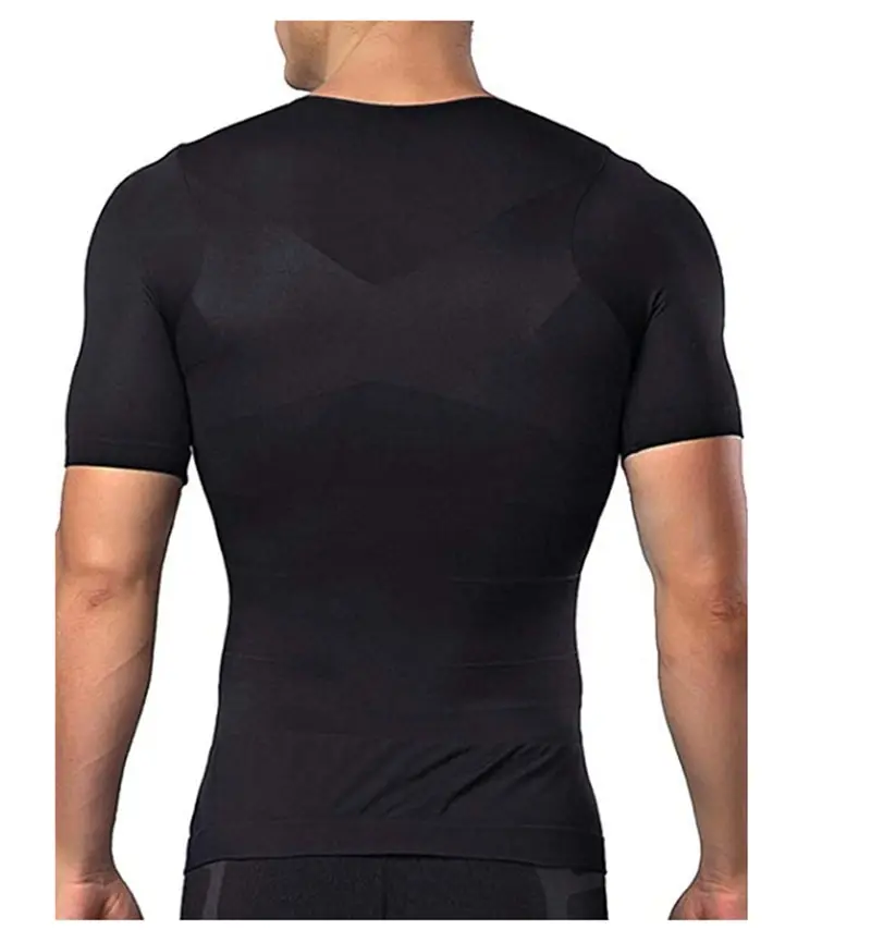 Men Body Toning T-Shirt Body Shaper Corrective Posture Shirt Slimming Belt Belly Abdomen Fat Burning Compression Corset