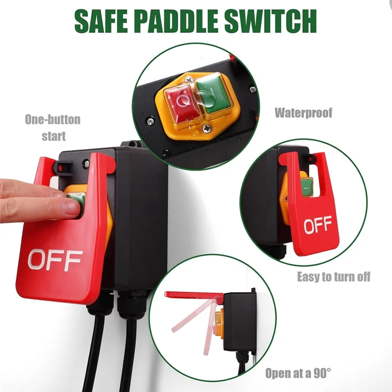 ABRU-Paddle Switch For Table Saw,Single Phase On/Close Switch With Large Close Paddle For Emergency Stop