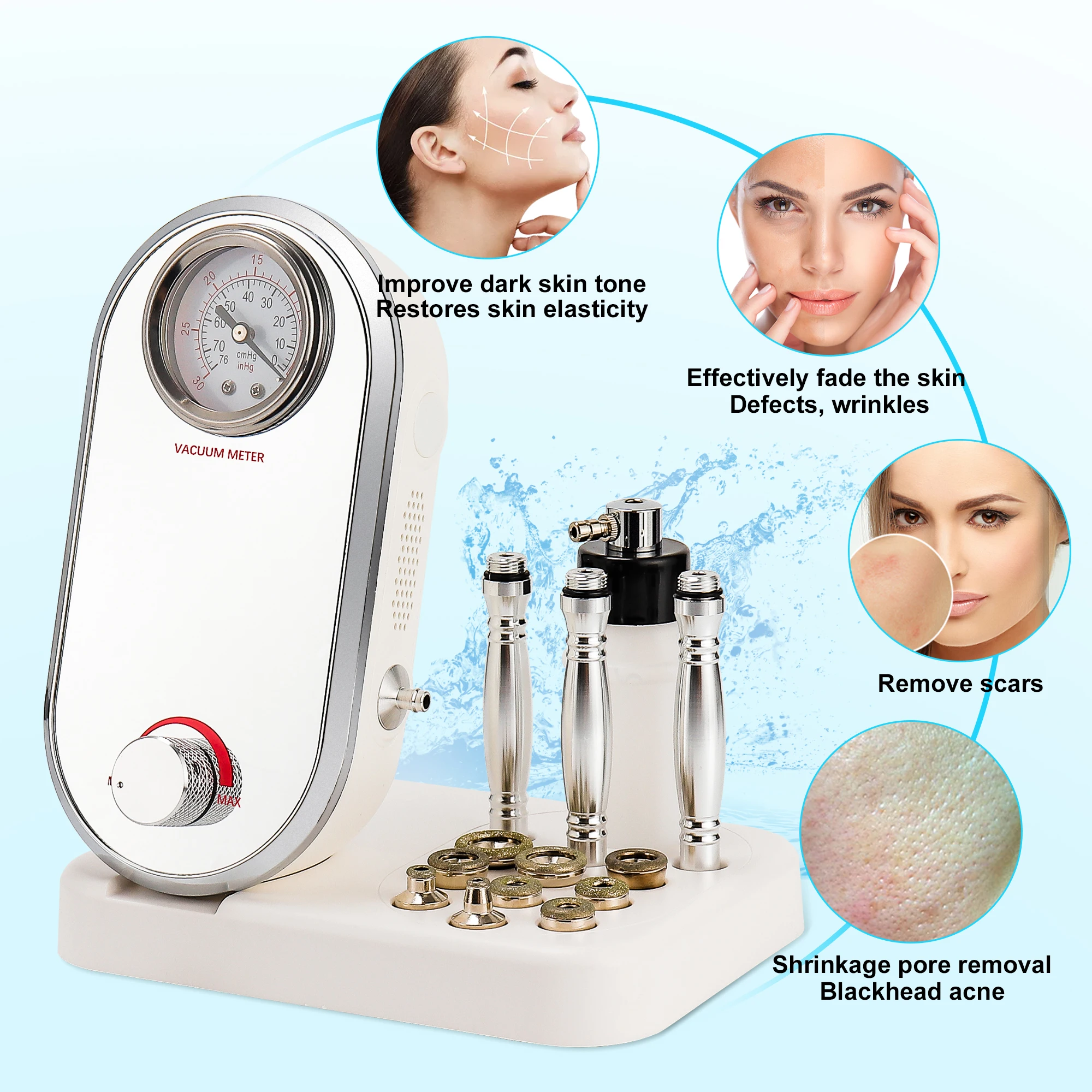 Diamond Dermabrasion Wand Water Spray Exfoliation Beauty Wrinkle Face Peeling Microdermabrasion Machine