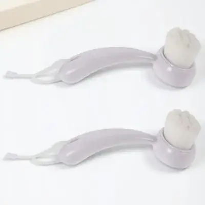 2 Stuks Facial Scrubber Borstel Handleiding Zachte Haren Lange Steel Gezicht Cleanser Diepe Reiniging Mee-eter Verwijderen Huid Exfoliërende Borstel