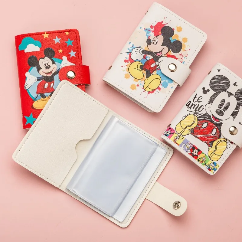 Disney Cartoon Mickey Mouse Student Card Holder Ultra Thin Anti Demagnetization Mini Size Cute Design for Travel Card Storage