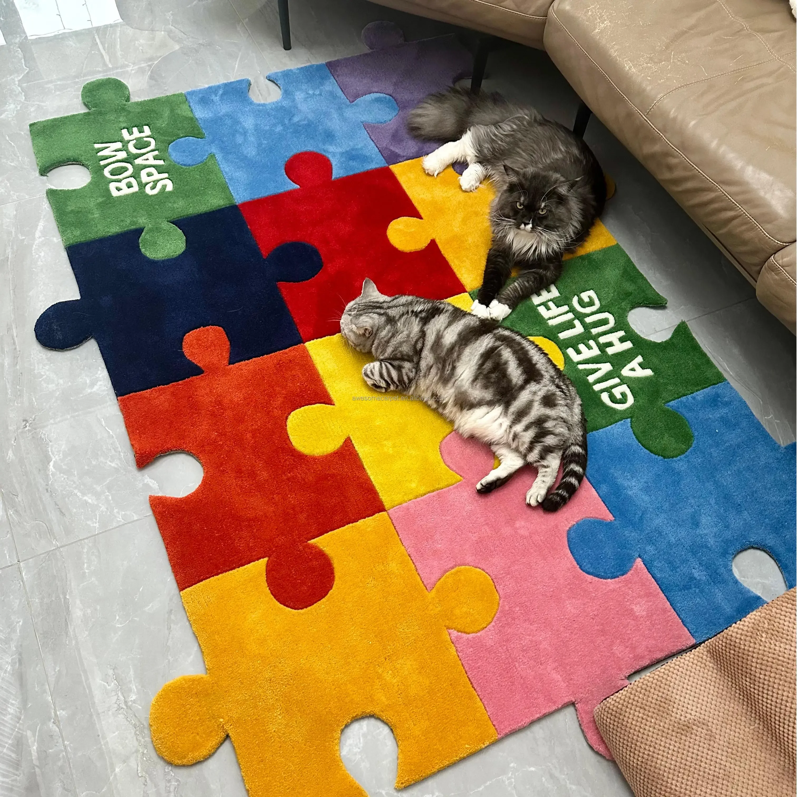 Luxury sunshine color puzzle living room coffee table carpet bedroom study cloakroom bedside blanket custom monogram carpet
