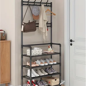 Neue 1PC, Kleiderbügel, Eingangsregal, Schuhorganisator für Eingangsbankhalle mit Haken für das Schlafzimmer, Rack Coat Combo 8 Hauptverkaufsschockbank - №4