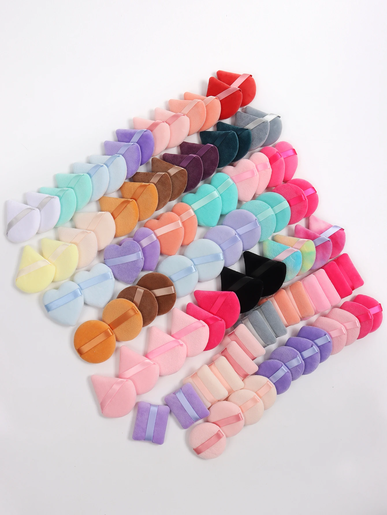 5-10-20-30-50-100 random cotton powder puff bags. Random colors and shapes. Made of ultra-soft velvet, specially designed for sh