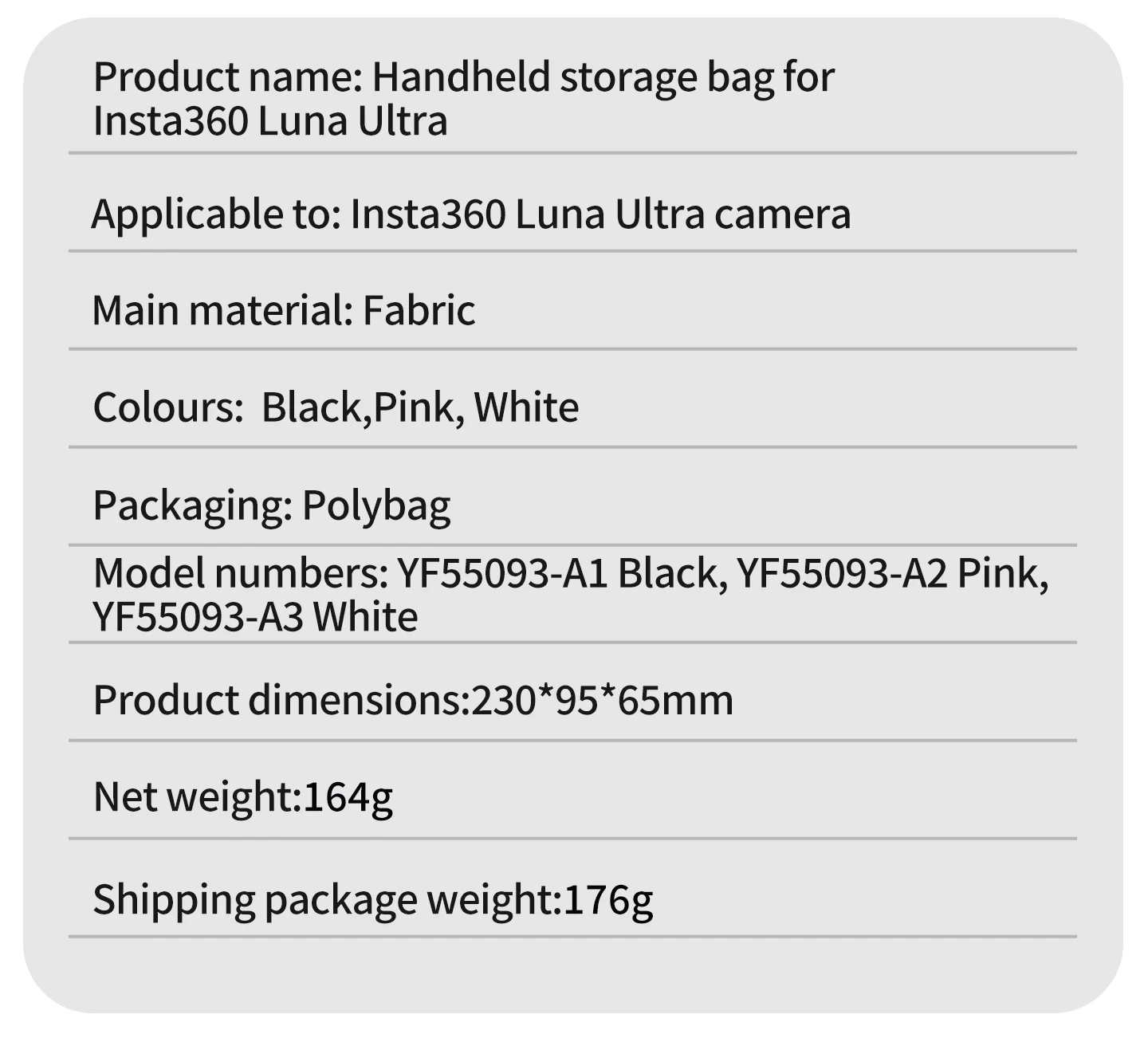 Tragbare Outdoor-Reisetasche für Insta360 Lu Ultra Gimbal, Leichtgewicht 164g, Aufbewahrungstasche für Wandern, Vlog, Tagesfotografie – Detail 11