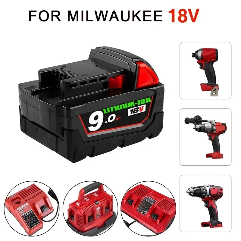 Batería de iones de litio de repuesto para Milwaukee M18, Original, 18V, 9,0 Ah, 48-11-1815, 48-11-1850, 48-11-1860, Z50