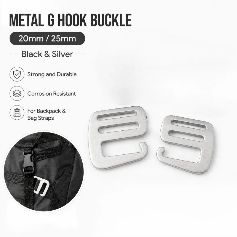 10/30/50 Stück 20/25MM Metall-G-Haken-Schnallen Gurtverbinder Rucksackgurt-Reparatur Schulter-Reise-Outdoor-Taschen-Hardware-Zubehör – Detail 1