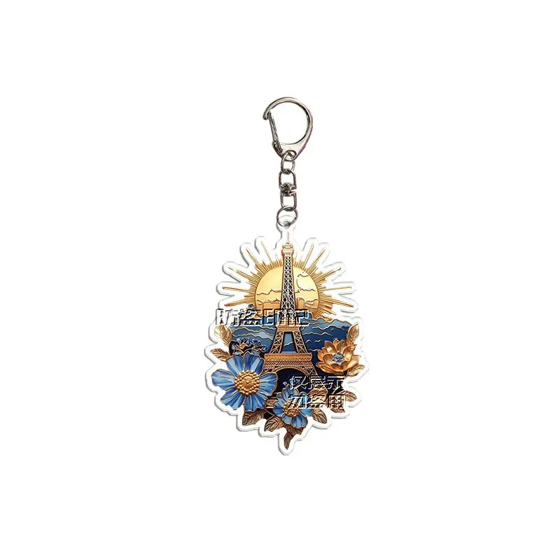 Paris France Eiffel Tower Landmark Acrylic Keychains Travel Vacation Souvenir Key Ring Bag Charm Nice Keepsake Paris Trip Memory