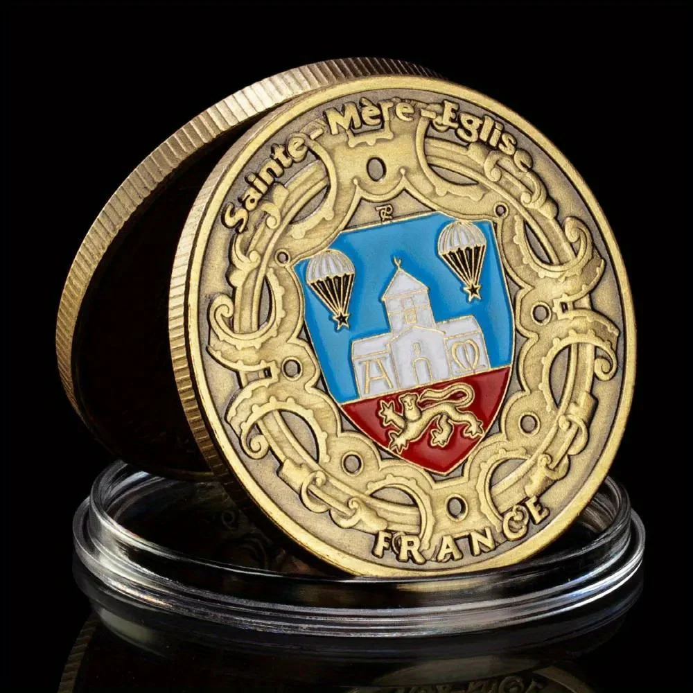 D.Day 6.6.1944 French Airborne Souvenirs and Gifts France Coin Bronze Plated Challenge Coins Commemorative Coin