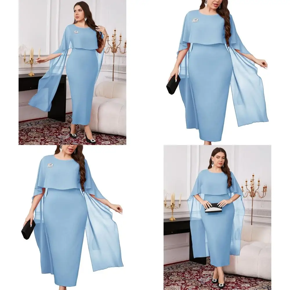 

Элегантное шифоновое платье-накидка макси для свадеб и коктейльных мероприятий больших размеров