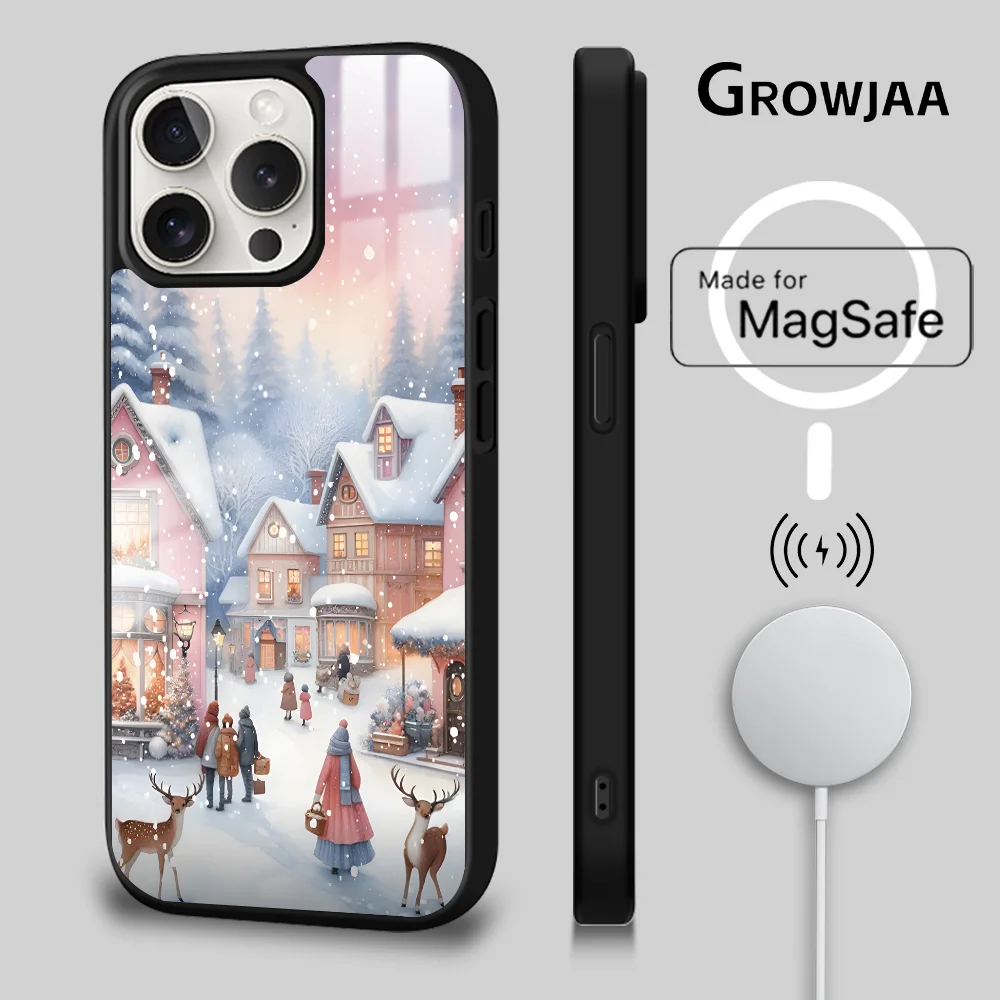 Nice Christmas Tree Phone Case For iPhone 16 15 14 13 12 11 Pro Max Plus Mini Magsafe Mirror Wireless Magnetic Cover