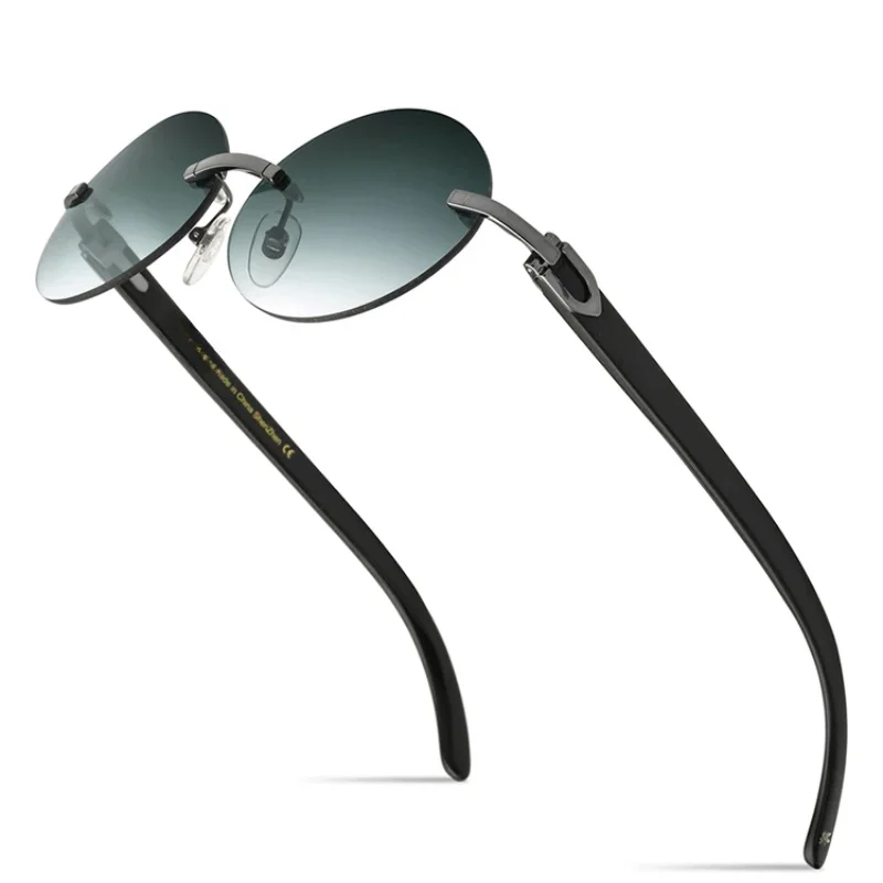 Natural Cow Horn Leg High-end Luxury Sunglasses Men  Women Frameless UV400 Sun Glasses Can Be Paired with Prescription Lenses