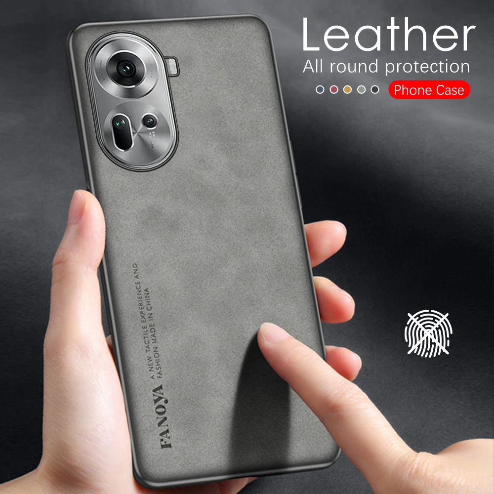 Sheepskin Leather Case For Oppo Reno11 Pro Back Cover Lens Protection Shell Capas Reno 11 F Reno11Pro 11Pro Reno11F 11F 5G Funda