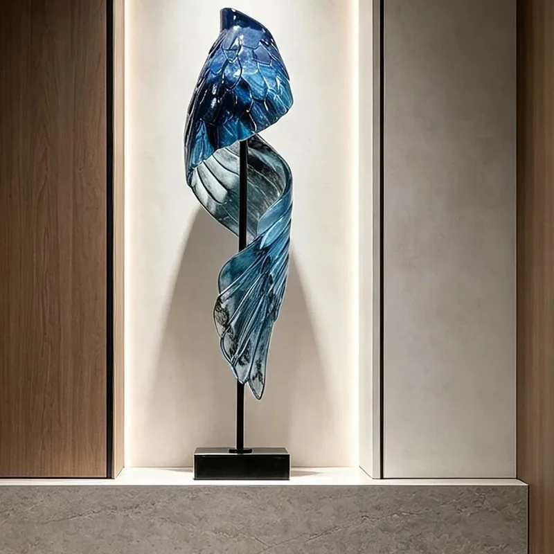 Modern Luxury Figurines Blue Transparent Resin Creative Sculptures Home Decoration Abstract Art Sculptures Interior Ornaments