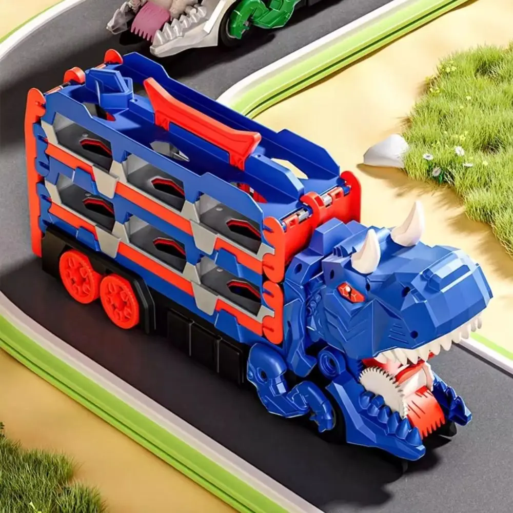 

Foldable Track Dinosaur Foldable Truck Toy Metal Mini Cars Molded Racing Cars Dinosaur Transport Truck Toys Transforming