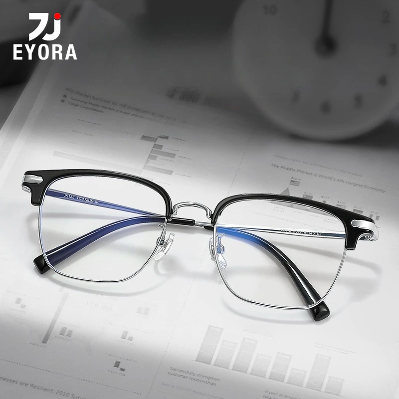 

EYORA Business Eyebrow-shaped Spectacle Reading Glasses Anti Blue Light Myopia and Hyperopia Photochromic Prescription Eyewear