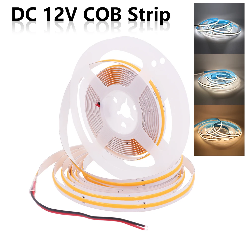 COB LED Strip 12V 320/384/528Leds/m Flexible LED Lights Strip for Room Decor Warm/Nature/Cool White Linear Dimmable