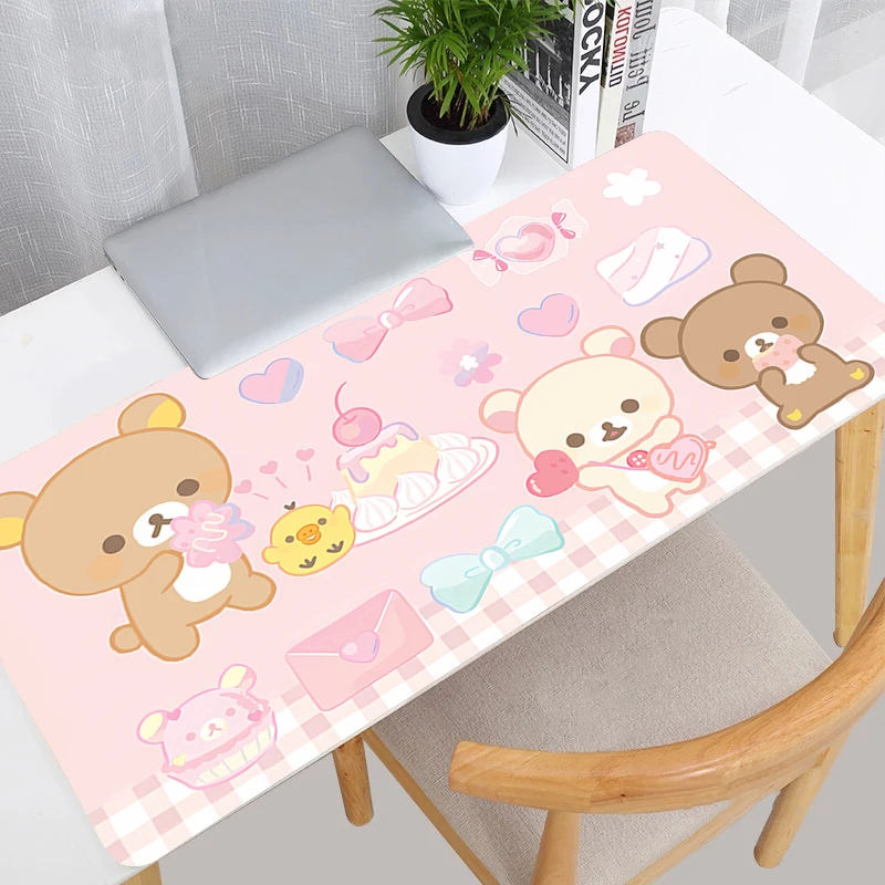 Anime mousepad impressão hd computador gamer antiderrapante bonito mouse pad portátil korilakkuma rilakkuma teclado pc kawaii tapete de mesa