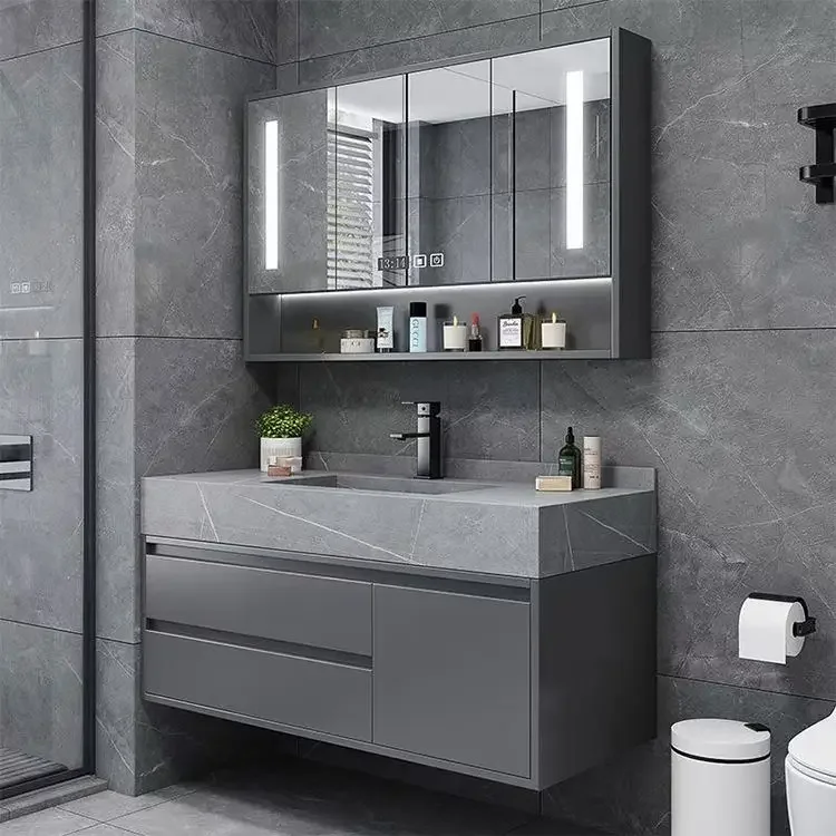 Luxury Wall Mount Floating Modern Wall Cabinet Bathroom Vanity With Mirror Sink Mirror Bathroom Cabinet