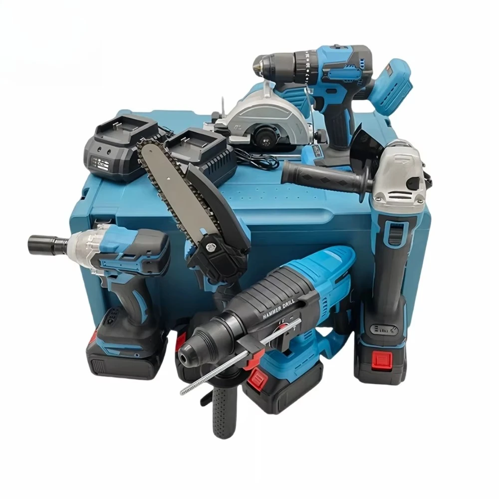 

6 In 1 6pcs/set Li-ion Lithium Battery Plastic Box Cordless Brushless Electric Tool Combo Kit Power Tool Set