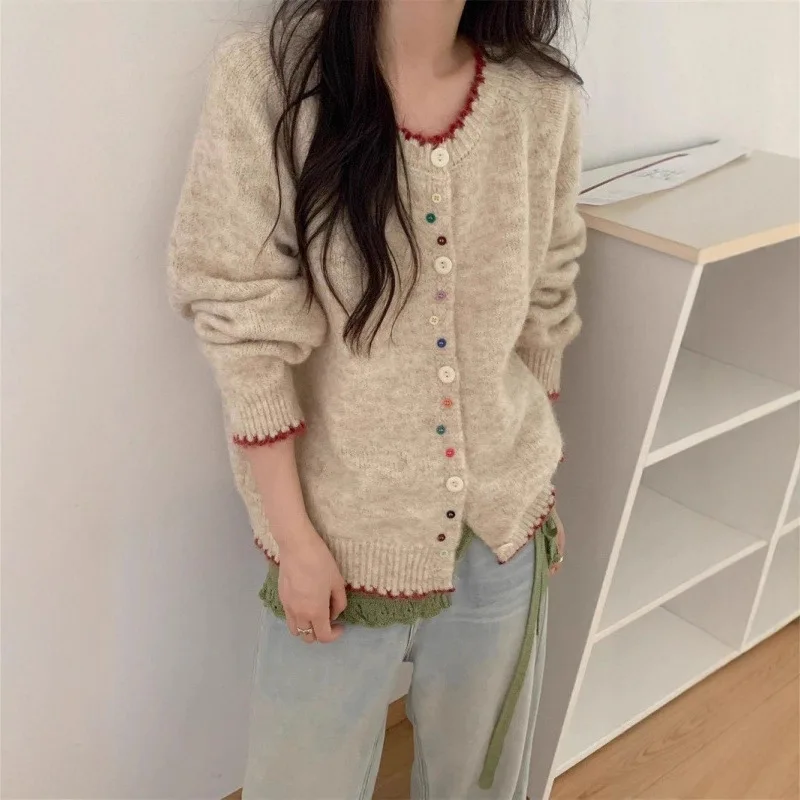 

Autumn and Winter Fashion New Korean Style Sweater Jacket with High-end Design Elegant Knitted Single Breasted Casual Sweater