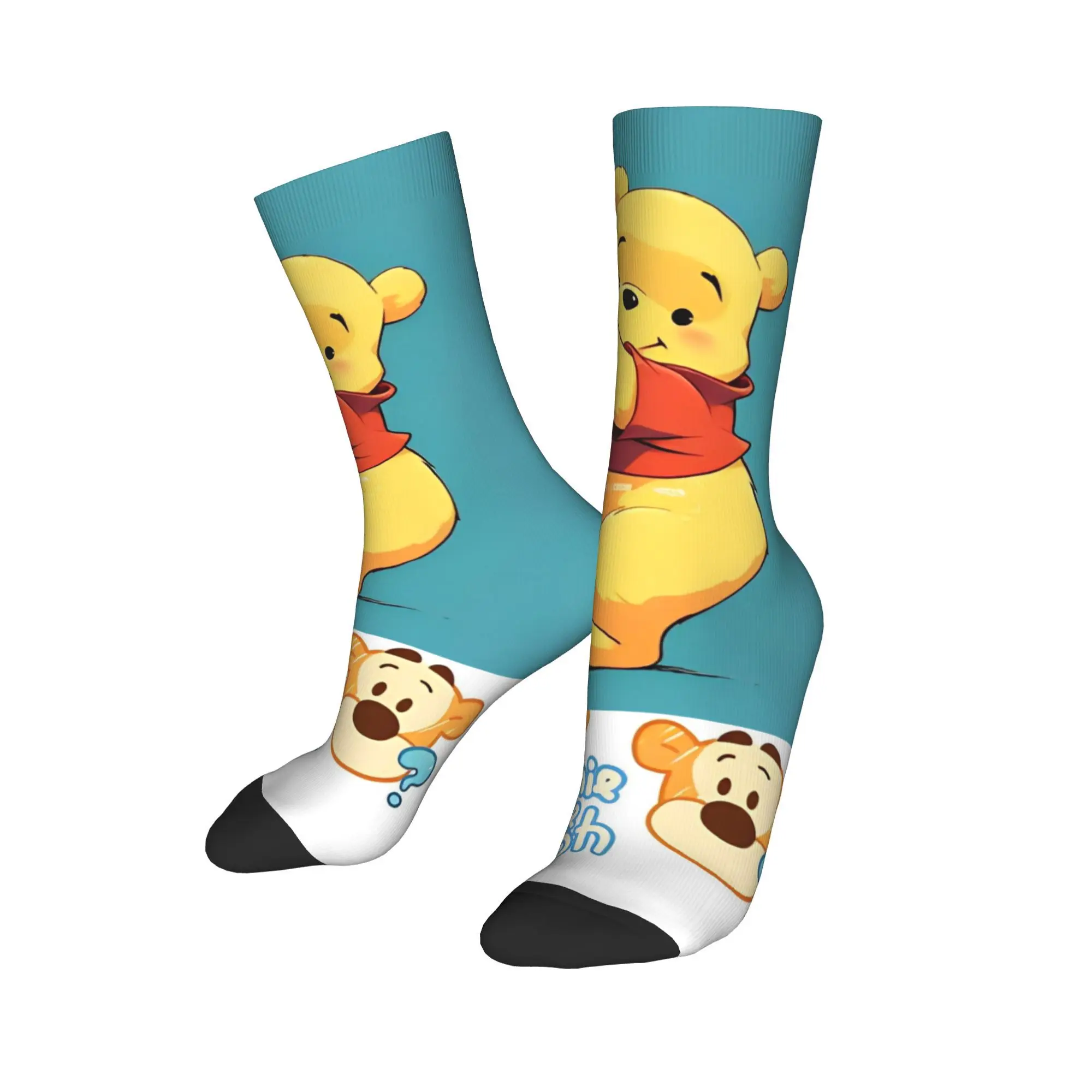 Cute Baby Winnie the Pooh Bear Lively Socks Men Women Polyester Funny Happy  Socks High Quality Spring Summer Autumn Winter Midd