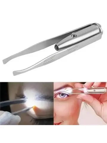 Pince à épiler Portable en acier inoxydable, Design intelligent, pour enlever les poils des sourcils, avec lumière LED, outil de maquillage, 1 pièce