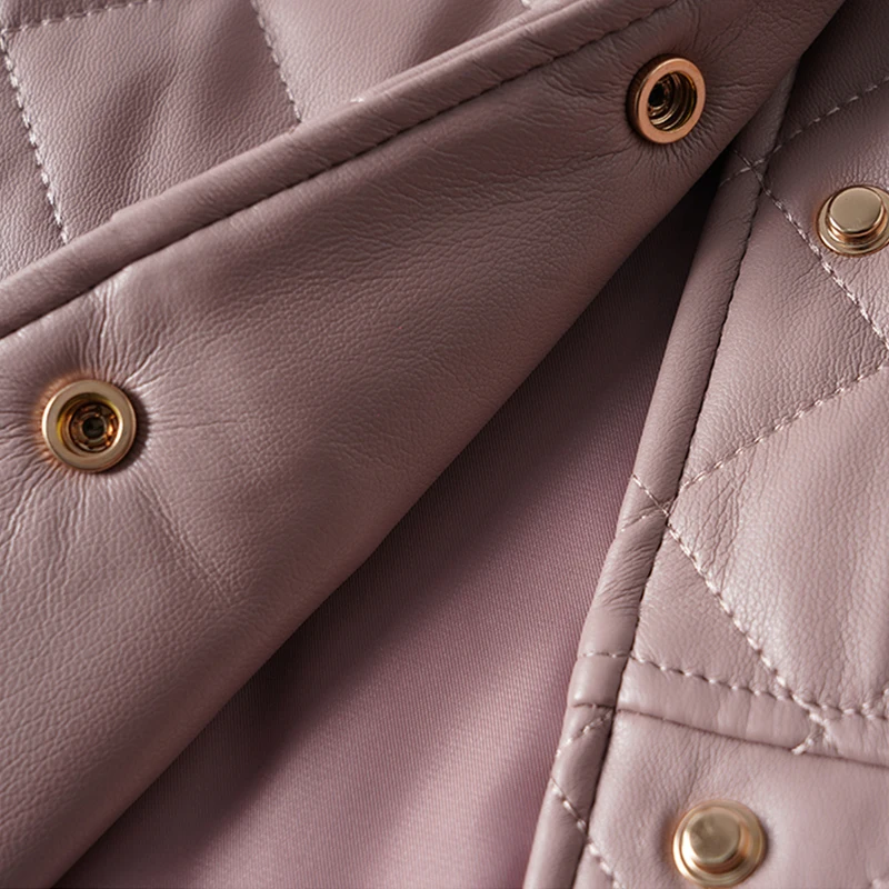 M-4XL Women's Sheepskin Short Leather Jackets 2025 Fall Winter Warm Thicken Female Casual Leather Padded Cotton Slim Jacket Coat