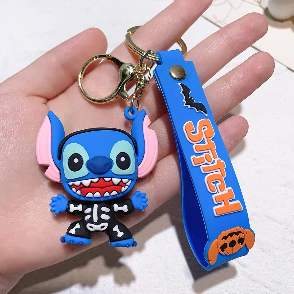 New Halloween Pumpkin Stitch Keychain Disney Doll Creative Car Keychain Student Backpack Pendant Halloween Birthday Gift