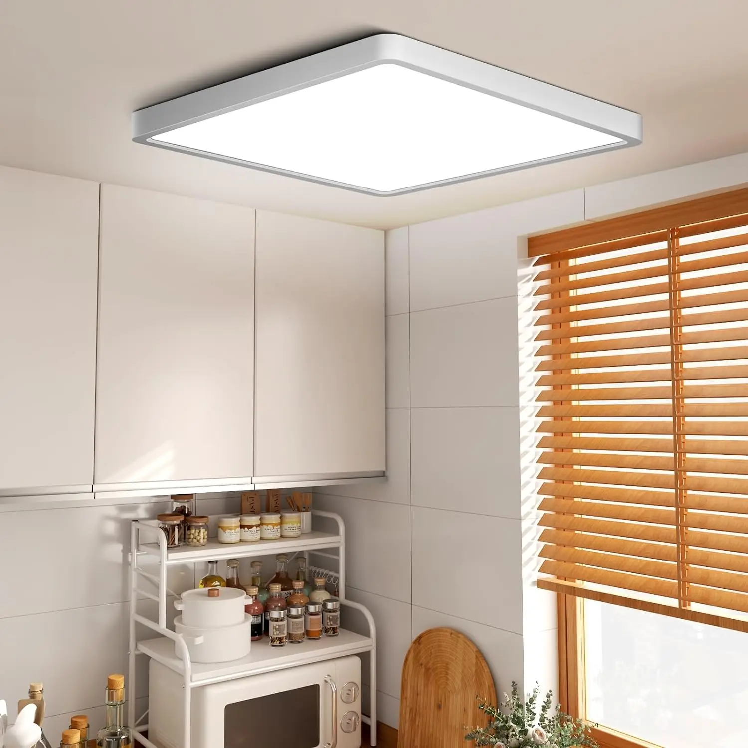 

OUQI Tuya Smart LED Ceiling Lamp Wood Grain App Voice Control Alexa/Google Remote Control Square Ceiling Lights Living Room