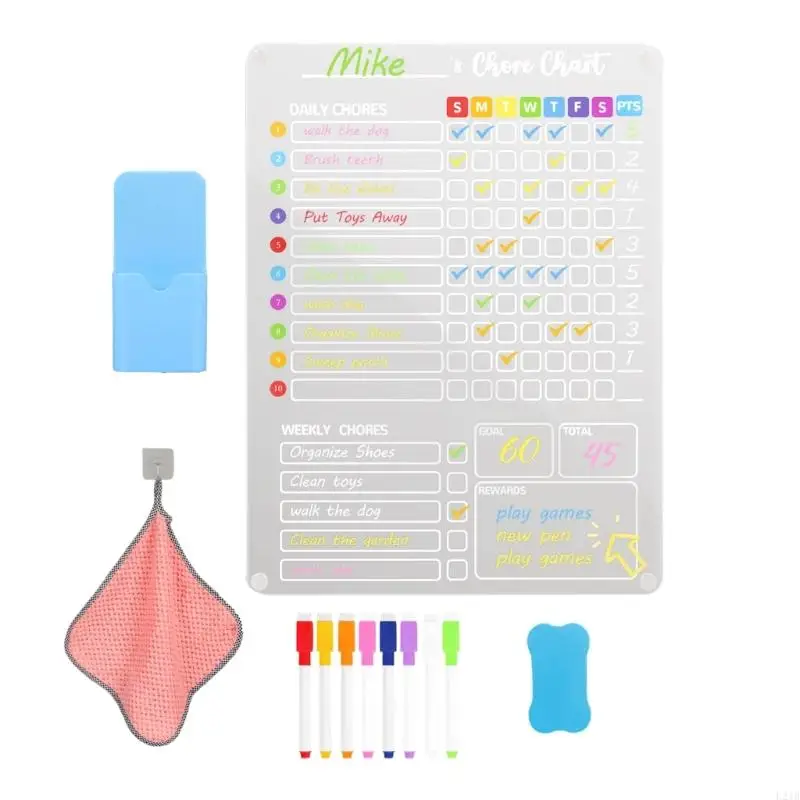 2025 New Clear Acrylic Chore Chart Board for Fridge Reminder 9x12Inch Fridge Calendar Planner For Plan Note