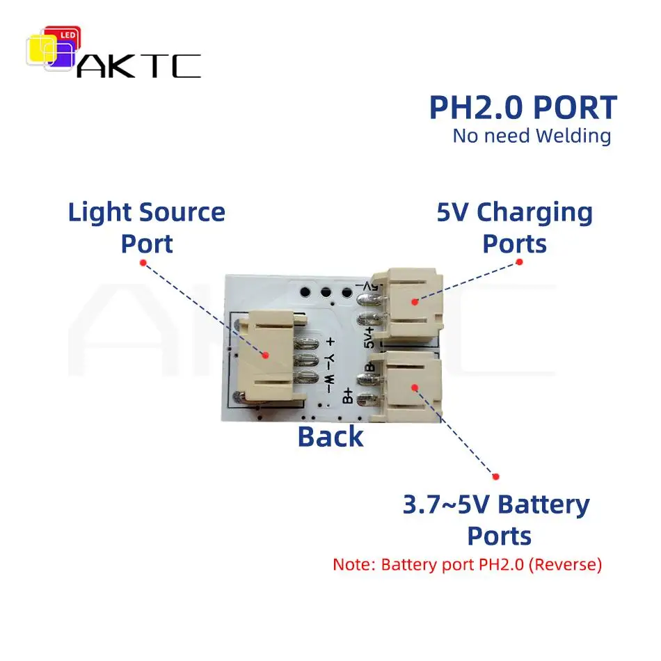 5Pcs 5V 2A LED Single/Dual Color Touch / IR Remote Control Dimmer Board PH2.0 Ports No need Welding Charging Battery Connection