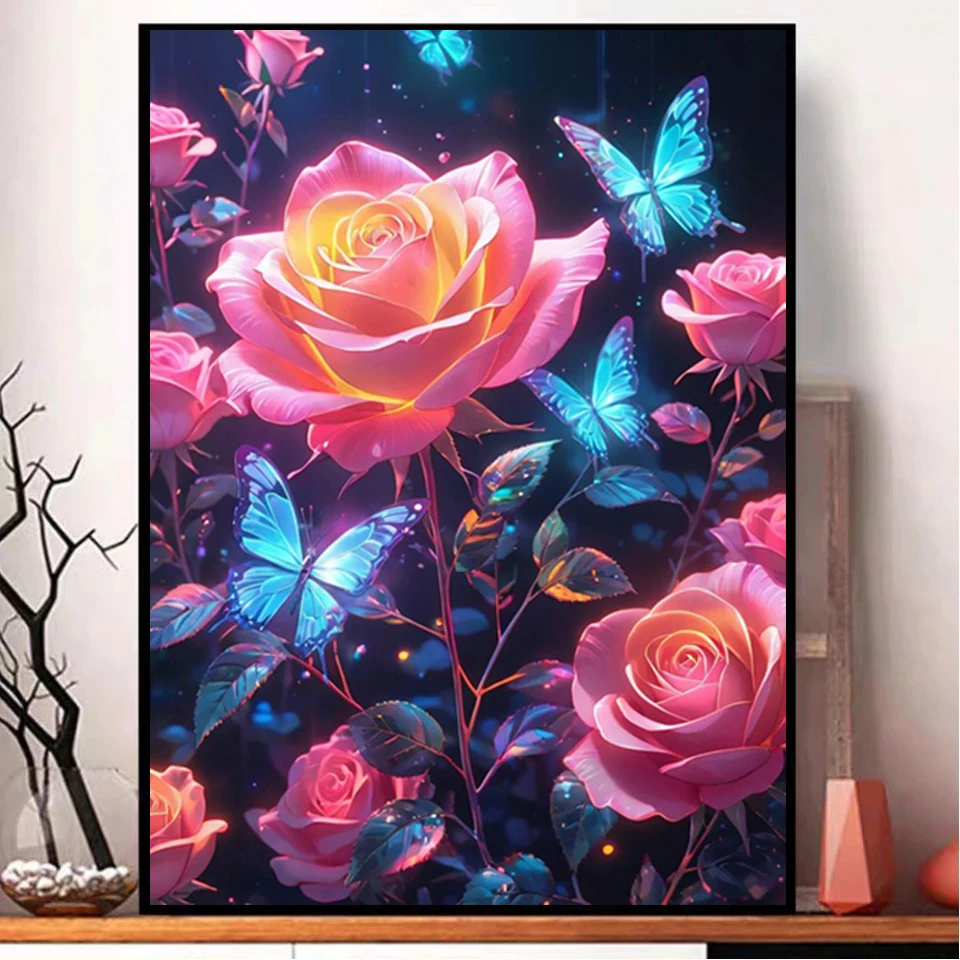 Diy 5D Mosaic Arts Diamond Painting Animals Butterfly Rose Cross Stitch Full Rhinestone Embroidery Picture Home Wall Decor