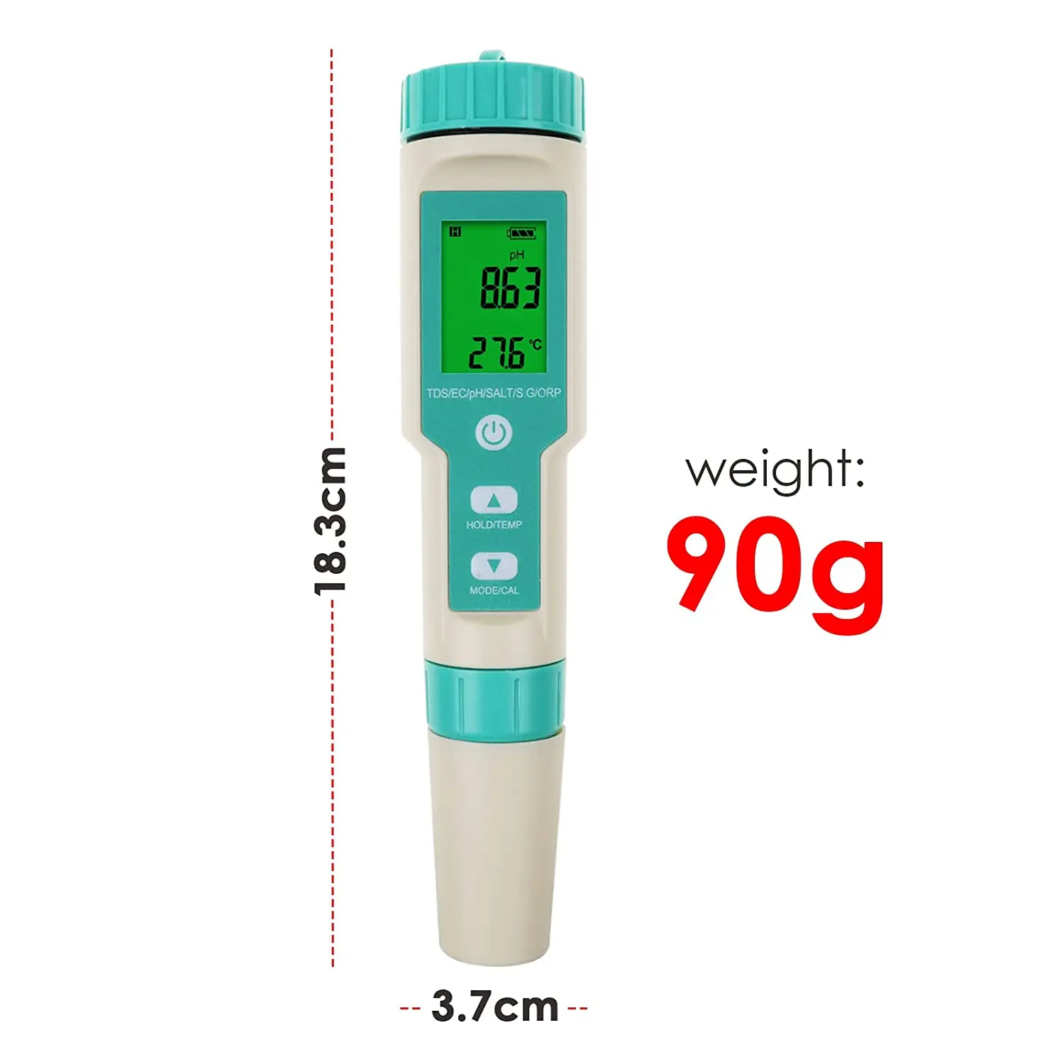 Bluetooth 7 in 1 Multifunctional pH TDS EC ORP Salinity SG Temp Meter Pen Type IP67 ATC for Hydroponics, Aquarium