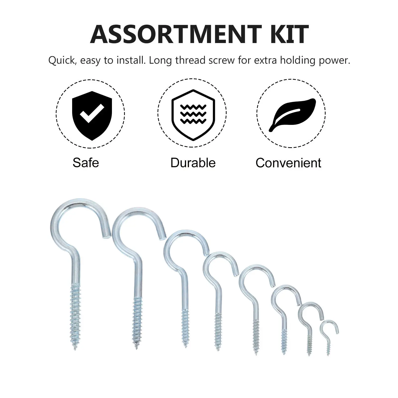 80Pcs Hanging Loop Hook Set Heavy Duty Large Screw Hooks for Wall Ceiling Cup Eyebolt Hook Assortment for Light
