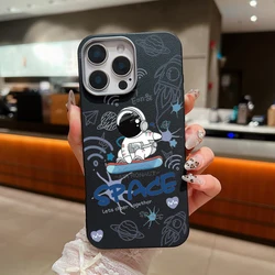 Cartoon Space Astronaut Case For iPhone 16 Pro Max Coque iPhone 11 12 13 14 15 Pro Max SE Leather Texture Soft Silicone Cover