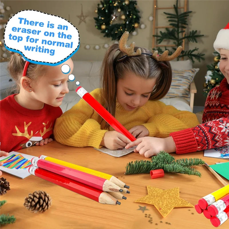 

【Price Drop !!】5 Pack 13 Inch Wooden Jumbo Pencils With Cap Funny Novelty Inspirational Giant Wood Pencils For Kids