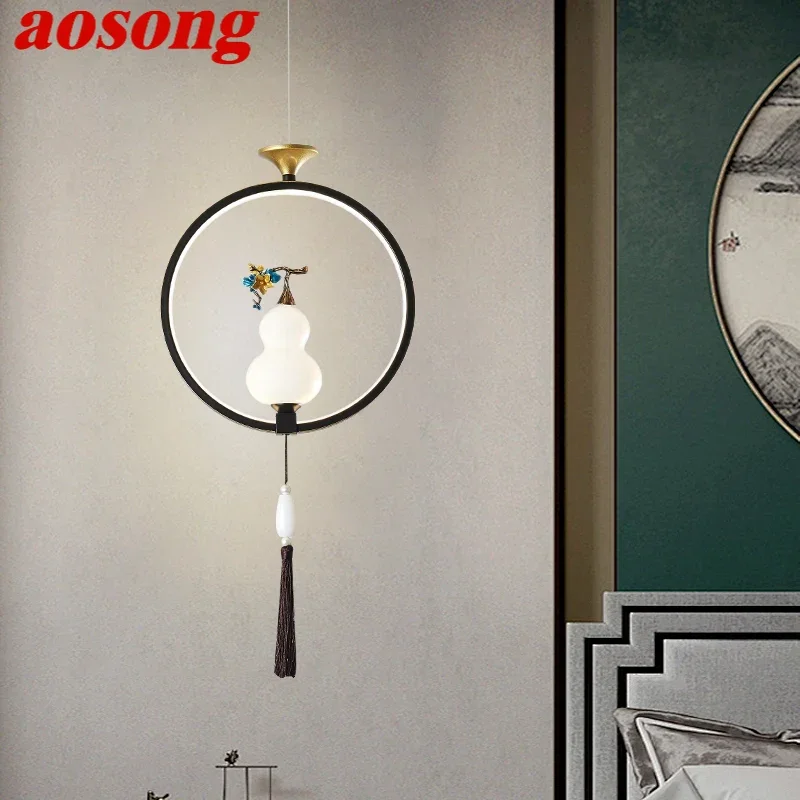 AOSONG Contemporary LED Pendant Lamp Modern Art Dining Room Bedroom Study Bar Hotel Villa Cafe Home Corridor Chandelier