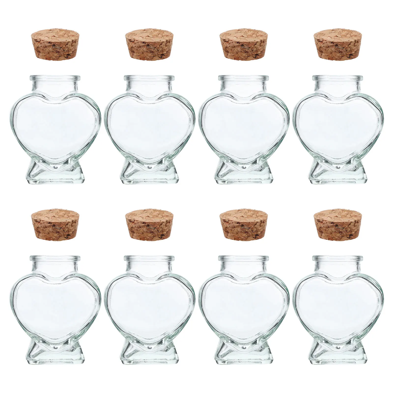 

8Pcs Clear Heart Shaped Glass Bottles Cork Stoppers Romantic Wishing Jars Wedding Party Candy Storage Decorative Jars
