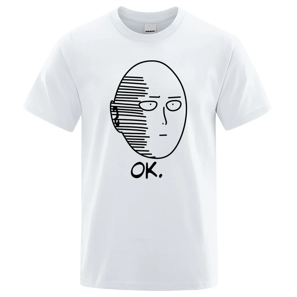 One Punch Man Saitama Sensei Mens T Shirt Fashion Funny Short Sleeve Summer Oversized Clothing Cotton Anime Breathable T-Shirts