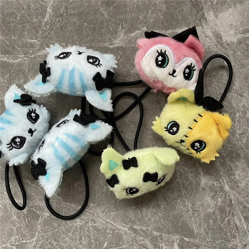 Beatcats Cat Plush Hair Ties Ropes Scrunchies Kawaii Hair Bands Elastic Rubberband Anime Cute Hair Accessories for Girls Women