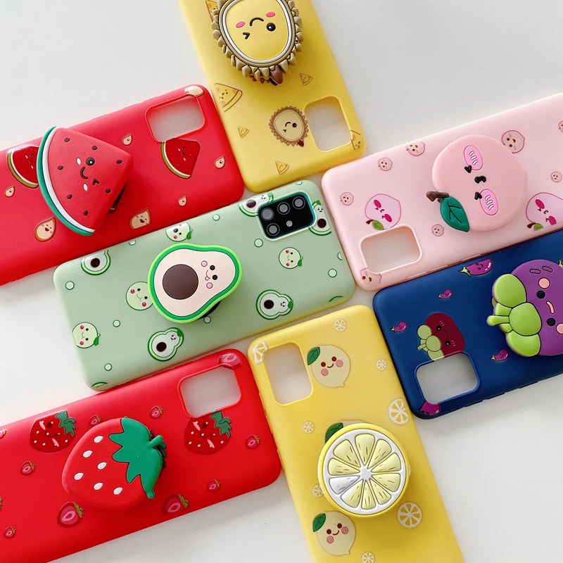 Funda de silicona 3D con soporte para teléfono móvil, carcasa con frutas para Samsung Galaxy A52, A32, A72, A12, A51, A71, A53, A33, A73, A13, A23,