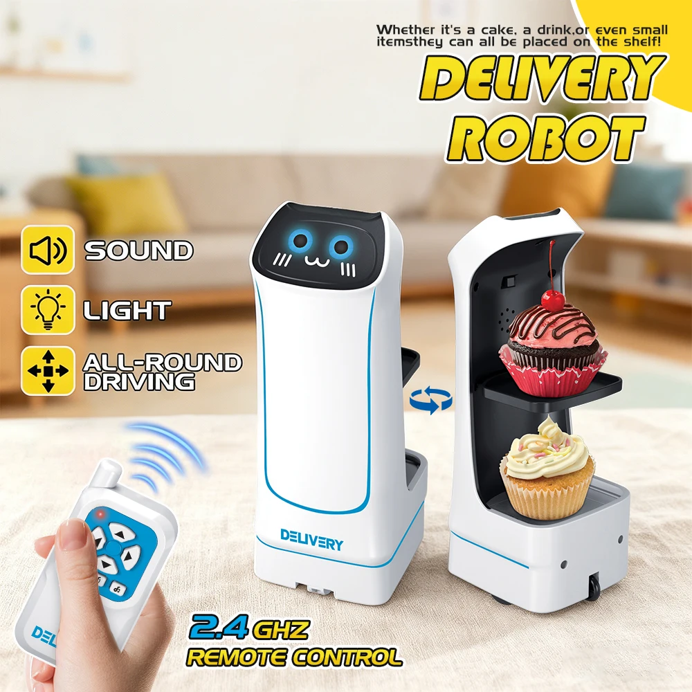

Rc Food Delivery Robot Electric Remote Control Robots Small Item Transportation Games Automatic Transportation Snacks Beverag