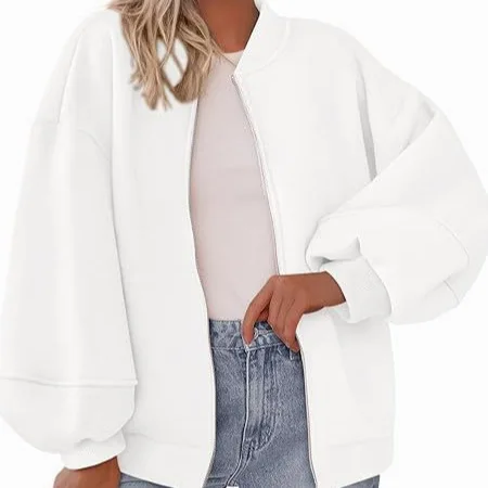 Women's Autumn Fashion 2025 Zip Sweatshirt Jacket Casual Long Sleeve Aviator Jacket Winter Wear