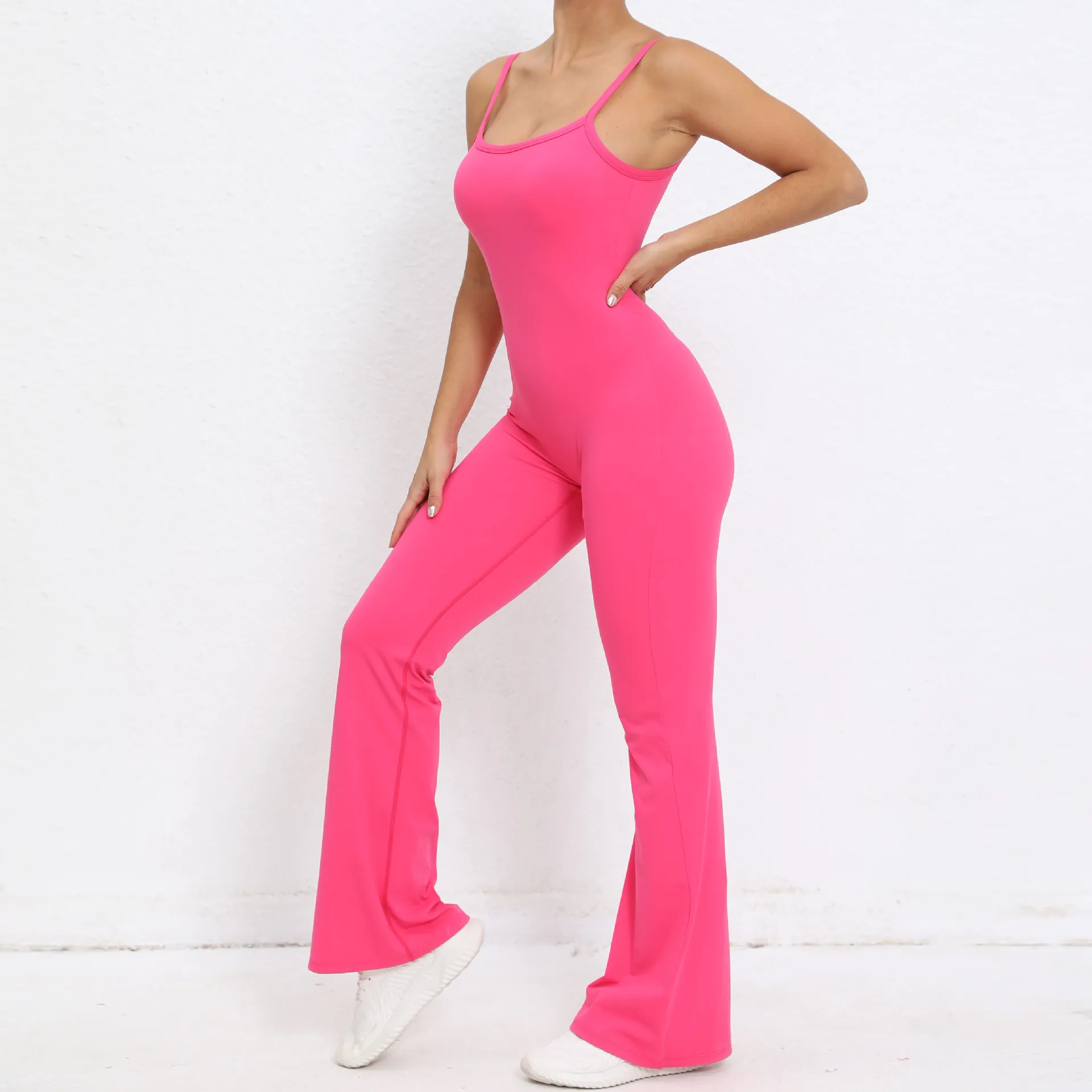 조절 가능한 어깨끈 스피커 일체형 요가복 누드 여성 타이트 원피스 속건 스포츠웨어