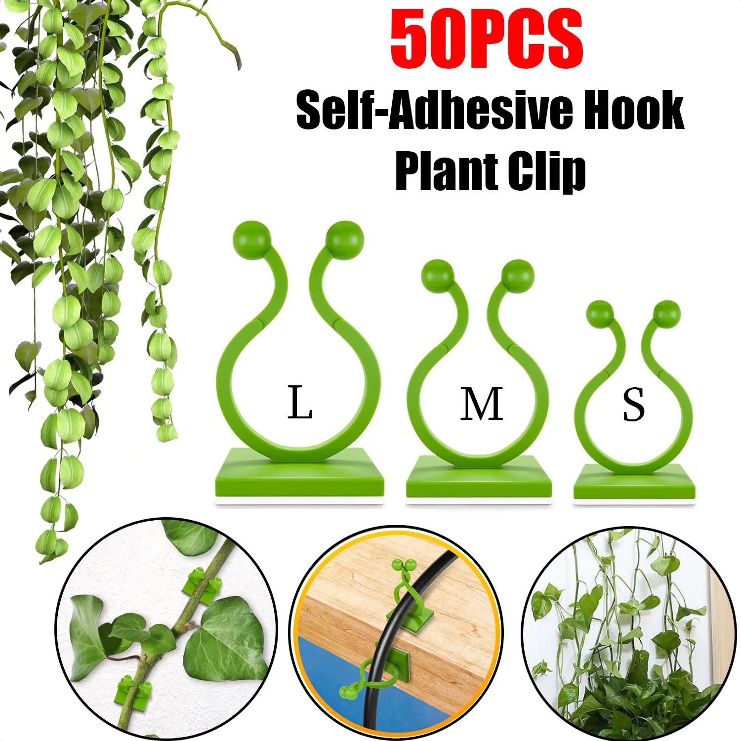 50PCS Garden Clips Plants Self-Adhesive Invisible Hooks for Plant Tied Fixture Vine Hook Climbing Plant Support Flower Clip