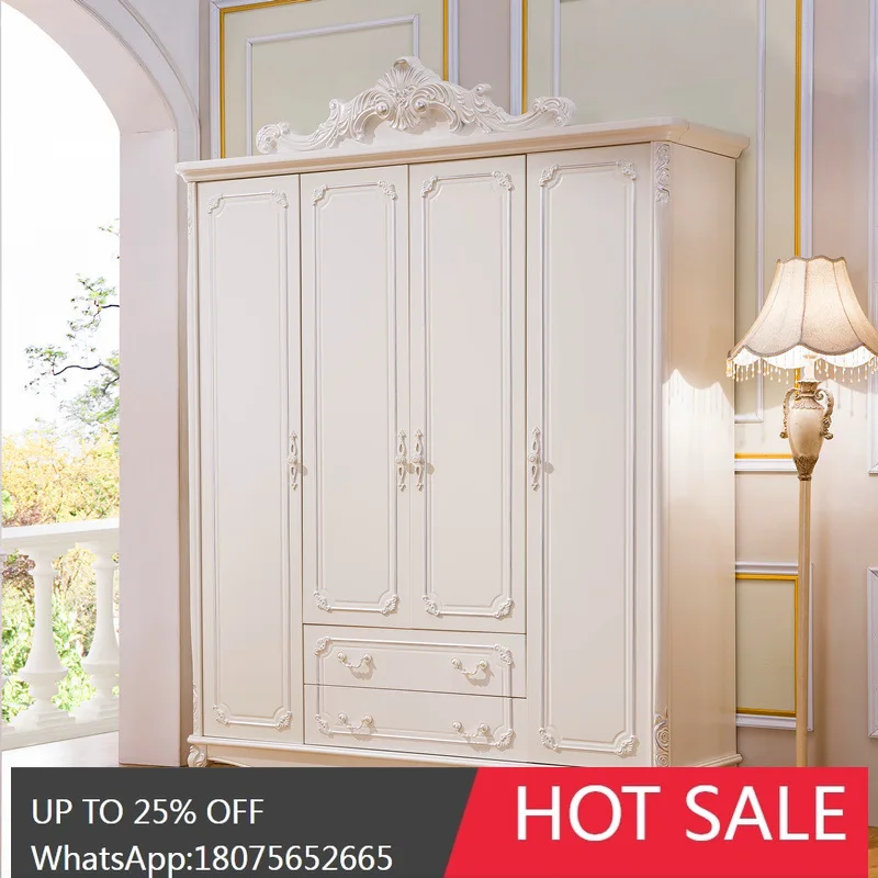 

SGF European Style Cabinet French Panel Wooden Assembly Large Wardrobe Dressing Mirror