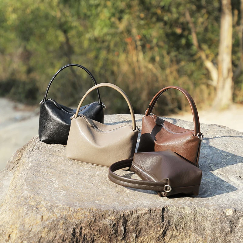 2026 New Retro Women\'s Genuine Leather Crossbody Handbag  Female Pillow Bags Single Shoulder Messenger Bag for Ladies Commuting