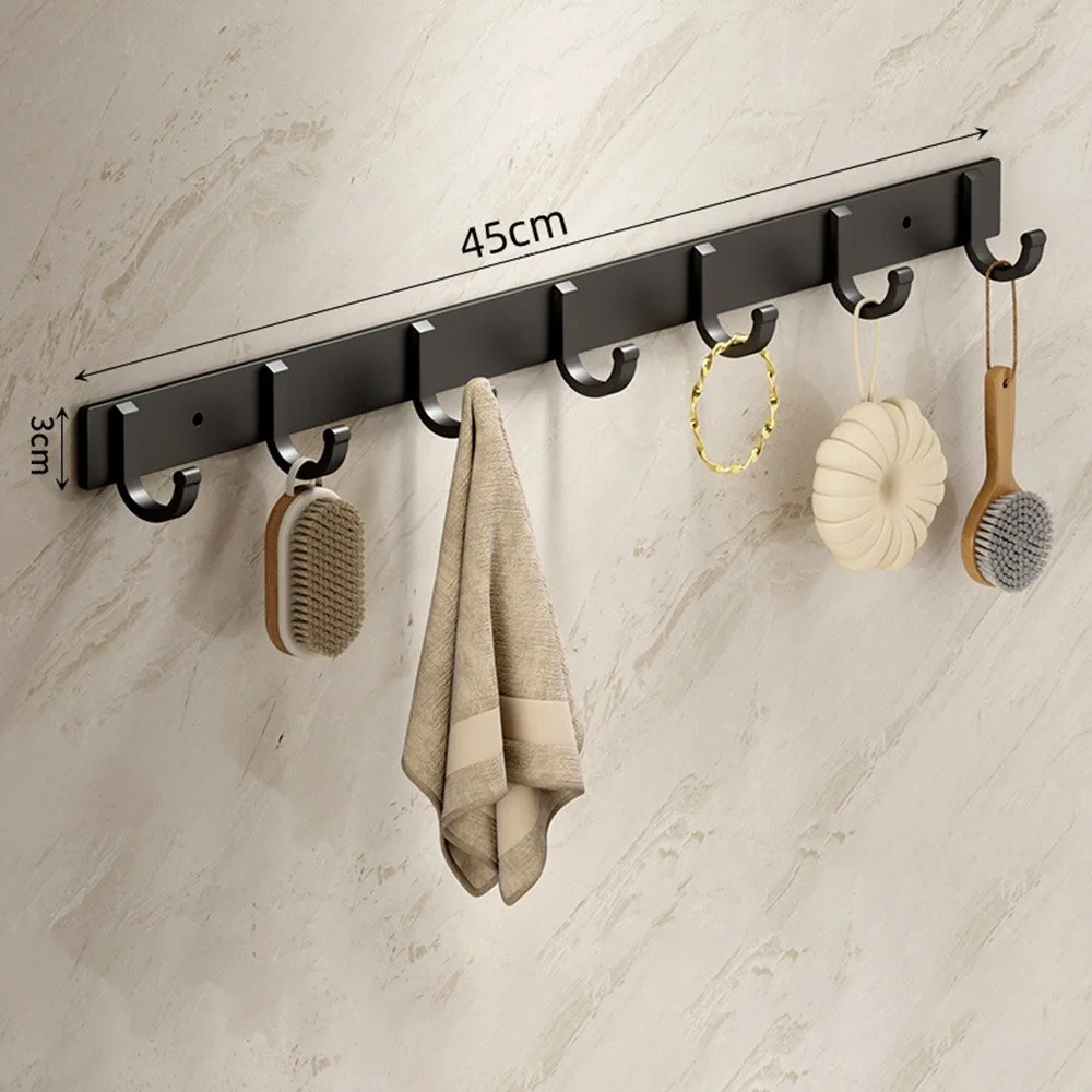 Wandmontierte Hakenleiste aus Aluminiumlegierung mit Starkem Klebstoff, Platzsparender Handtuchhalter, Rostbeständig, 3-8 Haken