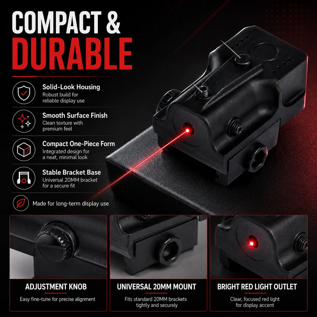 Multi-purpose Mini Red Beam Decor Module Universal 20MM Adjustable Installation Base